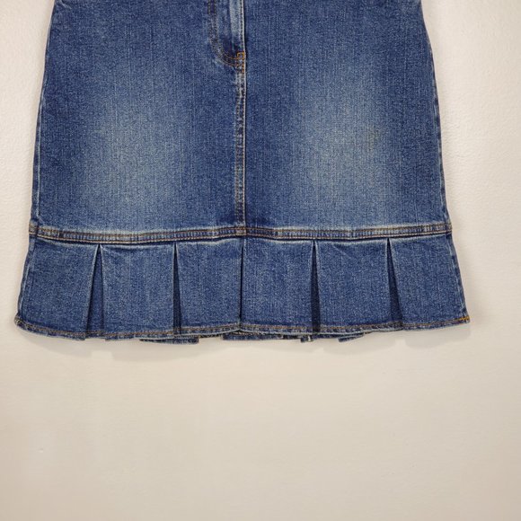LOFT Medium Wash Ruffle Hem Denim Jean Skirt Size 2P - Picture 3 of 11